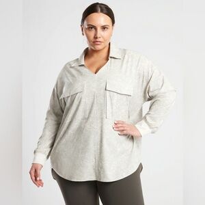 Athleta Zuma Printed Top Viper Grey, L